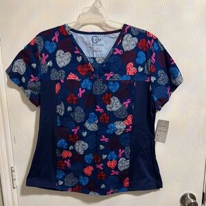 NWT Gem Scrubs‎ Women’s XL Short Sleeve Pockets V-Neck Lightweight Comfy Ribbons